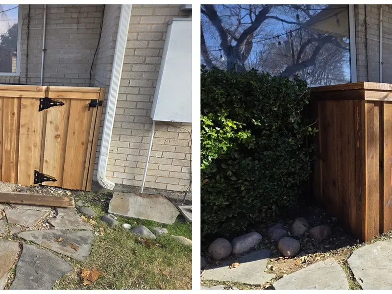 Custom cedar pool equipment enclosure build and stain — Plano, TX | Collin County Handyman Company
